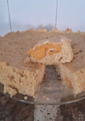 Una foto de Budín húmedo de duraznos y cebada