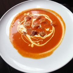 A picture of McPhee's Cream of Tomato and Basil Soup.