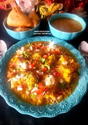 A picture of Ragda Samosa Chaat - Potluck Party Snacks - My First Dish of New Year 2026.