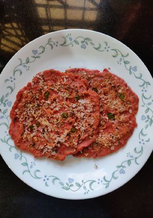 A picture of Savoury Beetroot Pancakes / Beetroot Chilla.
