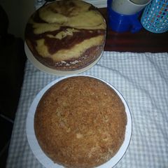 A picture of Banana and zebra cake.