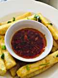 Peppered dip with Yam Fries