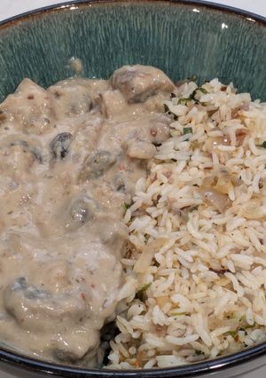 A picture of Creamy Mushroom with Herb Rice.