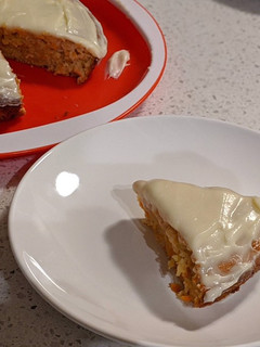 A picture of Eggless carrot cake (with whole-wheat flour).