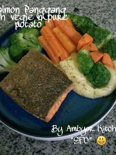 Foto resep Salmon Panggang with vegie n pure potato
