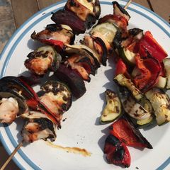 A picture of Chicken skewers BBQ.