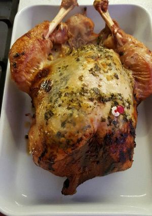 Una foto de Pavo asado