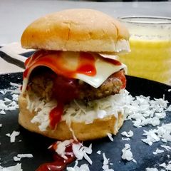 A picture of Chicken patty burger.