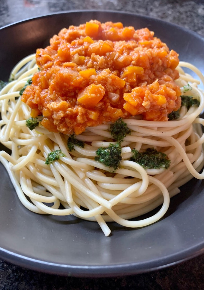 Una foto de Boloñesa vegana