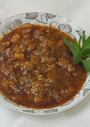 عکسی از دستور ملاقرمه غذای گیاهی خوشمزه😋