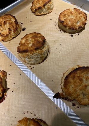 A picture of Churches chicken biscuits.
