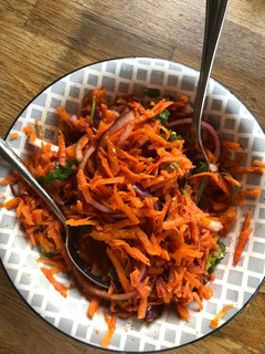 A picture of Middle Eastern inspired carrot salad.