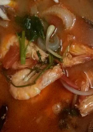 Hình của món Bánh canh satế tôm mực.