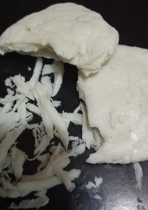 A picture of Homemade mozzarella cheese 🧀.