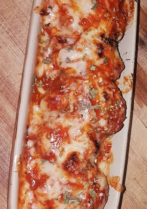 A picture of Meat free pizza lasagne.