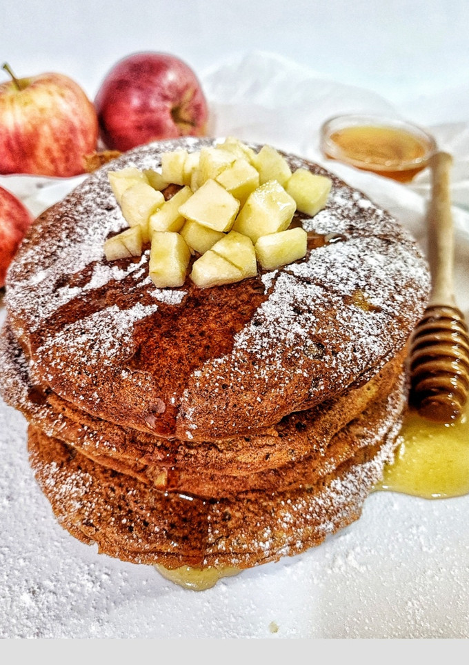 Una foto de Pancakes veganos de manzana