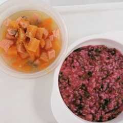 รูปของ Sup Salmon Kabocha+Nasi Tim Brokoli Bayam Merah (mpasi 8m+)