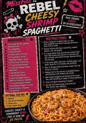 A picture of Rebel Cheesy Shrimp Spaghetti.