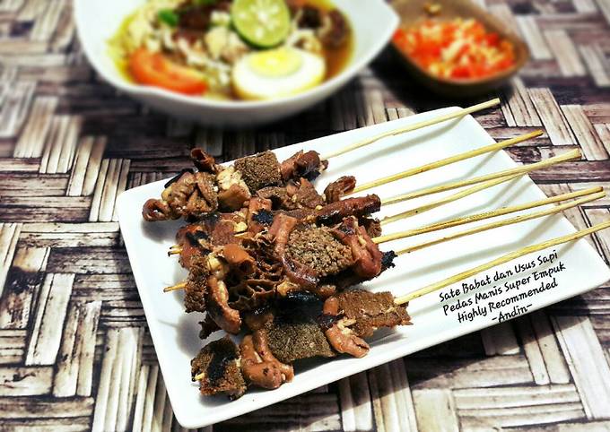 Anti Ribet, Membuat Sate Babat dan Usus Sapi Pedas Manis Super Empuk Menu Enak