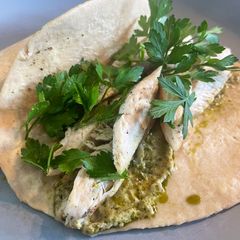 A picture of Warm Chicken & Pesto Wraps.