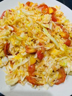 A picture of Cooking with Kids: Stir-Fried Cabbage with Tomatoes.
