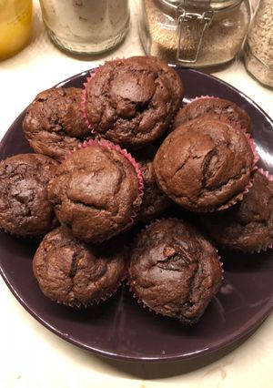Csokis-banános muffin (cukormentes) recept fotója