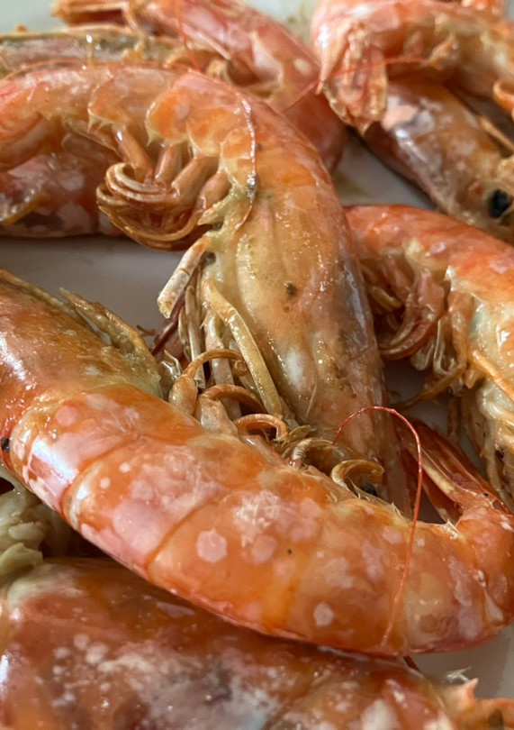 Una foto de Gambones en airFryer, sin humos!
