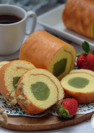 Foto resep Rollcake filling pasta pandan