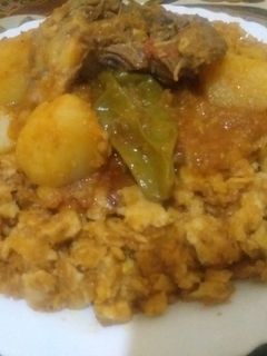صورة لوصفة فتفوتة أو شخشوخة الكسرة اكلة تقليدية بنينة 😋