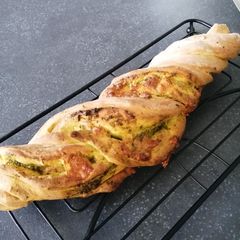 Pesto and mozzarella twisted loaves A picture of Pesto and mozzarella twisted loaves.
