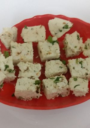 A picture of Spiced paneer/ cottage cheese (paneer with twist of Indian spices).