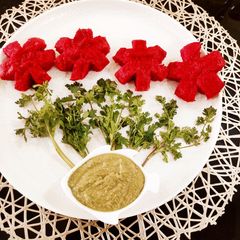 Millet (foxtail) beetroot healthy idli A picture of Millet (foxtail) beetroot healthy idli.