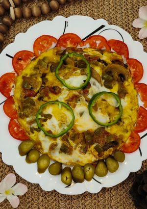 عکسی از دستور املت قارچ و فلفل دلمه‌ای