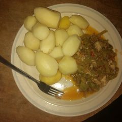 A picture of Boil Irish potatoes with garden egg sauce.