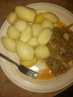 A picture of Boil Irish potatoes with garden egg sauce.