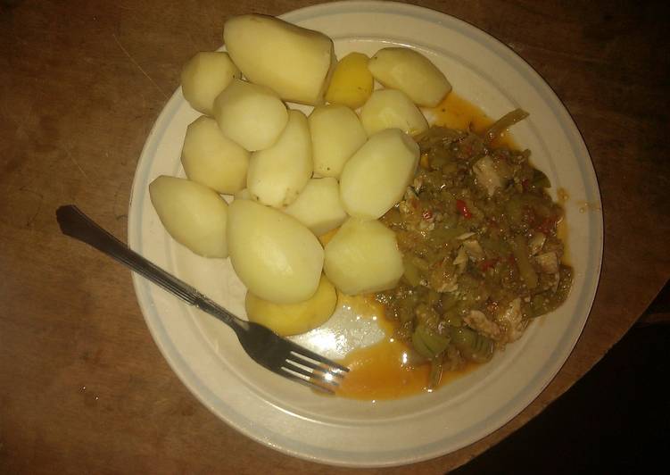 Steps to Make Perfect Boil Irish potatoes with garden egg sauce