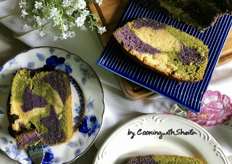 Green Tea, Taro and Vanilla Marble Pound Cake