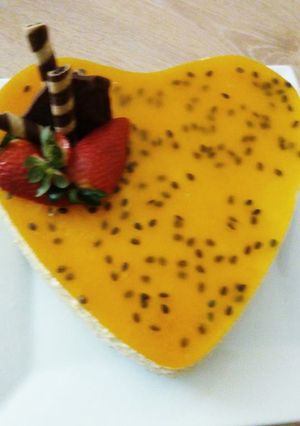 Una foto de Cheesecake Frío de Maracuyá a lo Carmelita