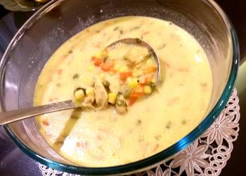 Easiest Way to Cook Appetizing Creamy no cream chicken and vegetables soup