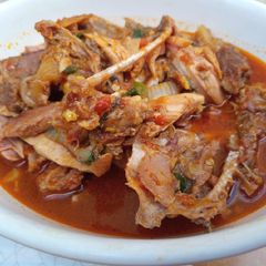 A picture of Guinea fowl soup.