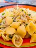 Conchiglie al ragù di pesce e scorza di limone