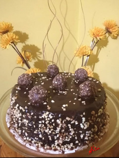 A picture of Microwave Ferrero Rocher Cake.