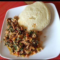 A picture of Scrambled eggs mixed with Spinach #localfoodcontest_mombasa.