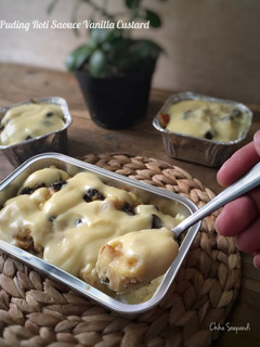 Foto resep Puding Roti Sauce Vanilla Custard