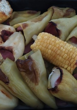 Paprikába töltött + cukkini és kukorica recept fotója