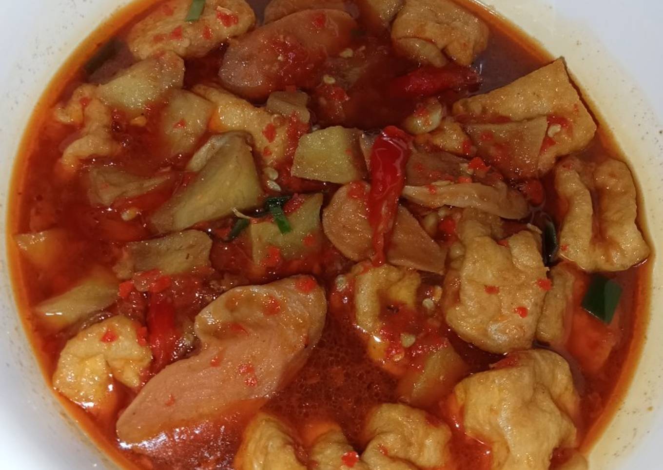 Tahu Sosis Kentang Kecap Pedas