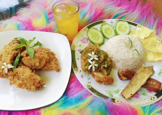 Ayam geprek pedas gurih