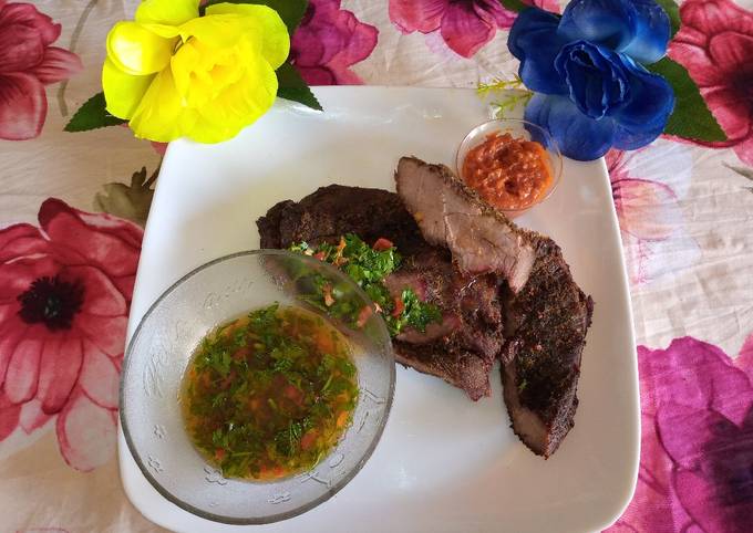 Recipe of Quick Lamb roast with chimmichurri