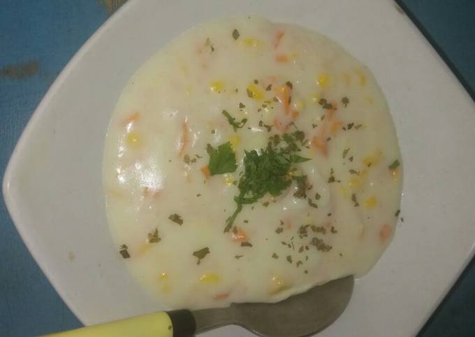 Bagaimana Membuat Krim sup (cream soup) legit creamy n simple~jagung,wortel,crab, Sempurna