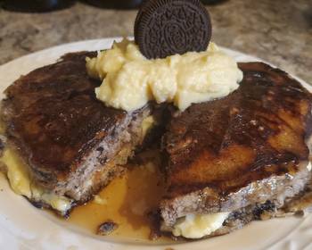 Easy Fast Cooking Brads copycat IHOP oreo pancakes w custard creme Delicious Steady